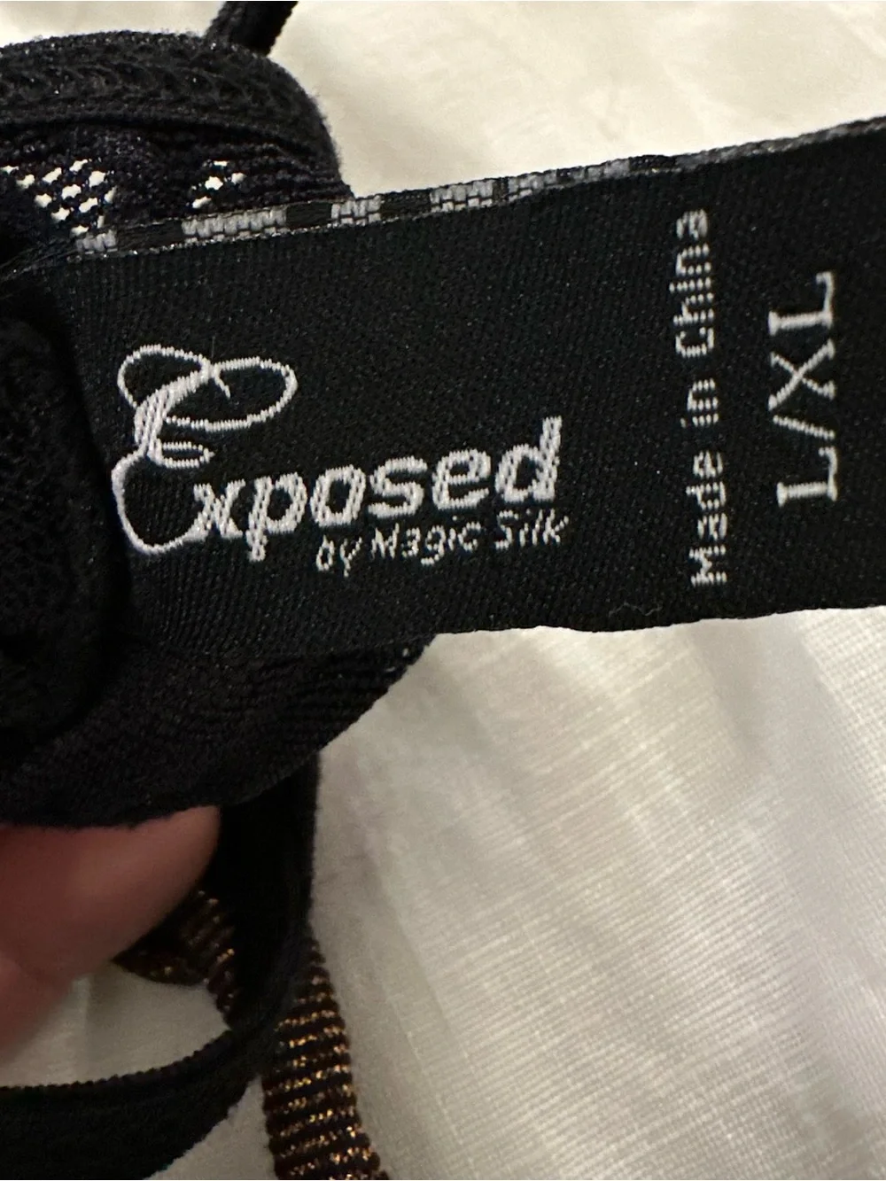 Exposed by Magic Silk | Black Lace Strappy Bodysuit